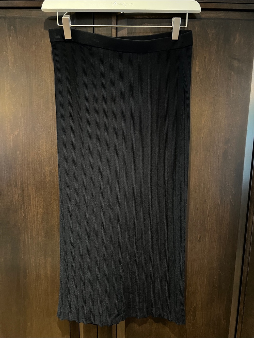Nordstrom Black Ribbed Midi Knit Skirt